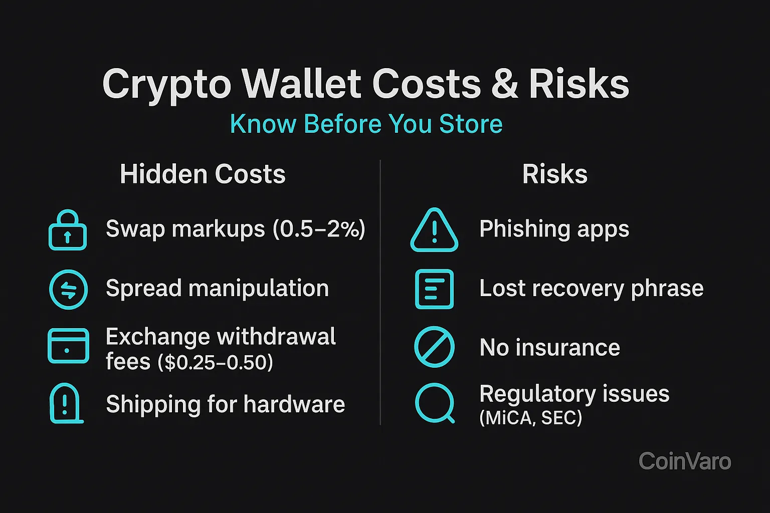 Infographic for crypto wallet hidden costs and risks