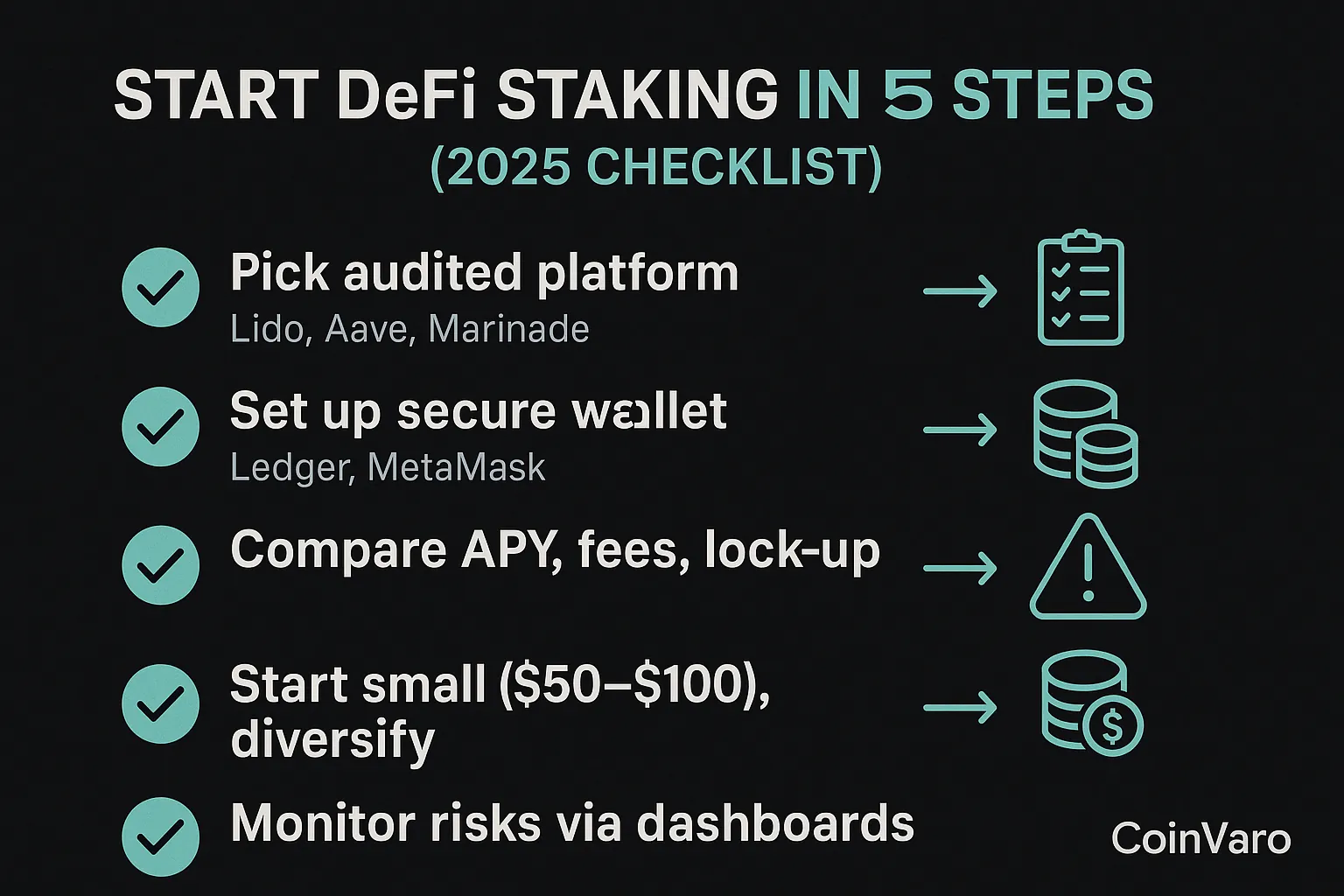 Checklist for DeFi staking